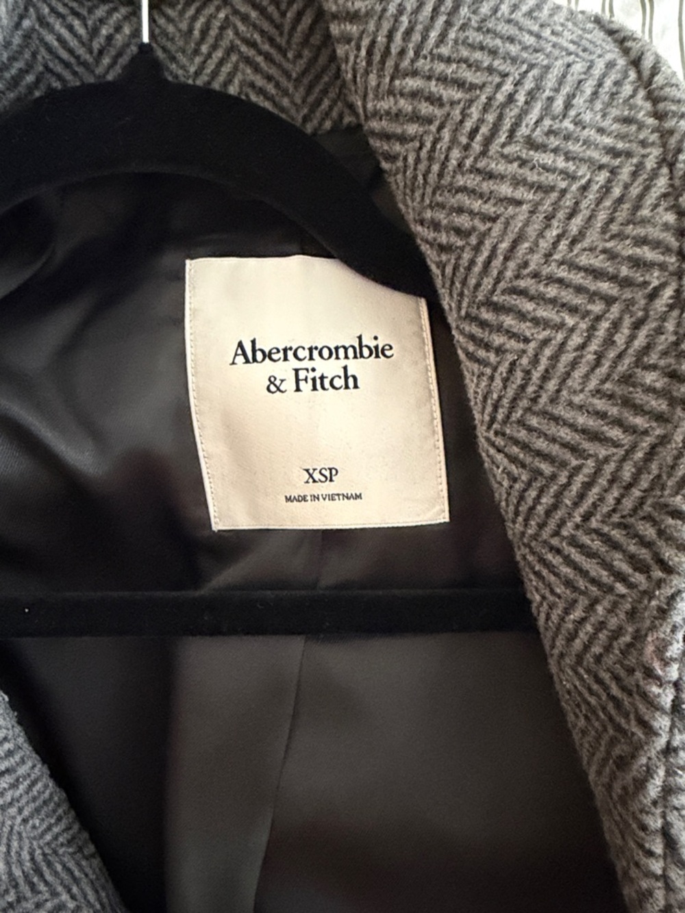 Abercrombie & Fitch Gray Herringbone Wool Blend Coat